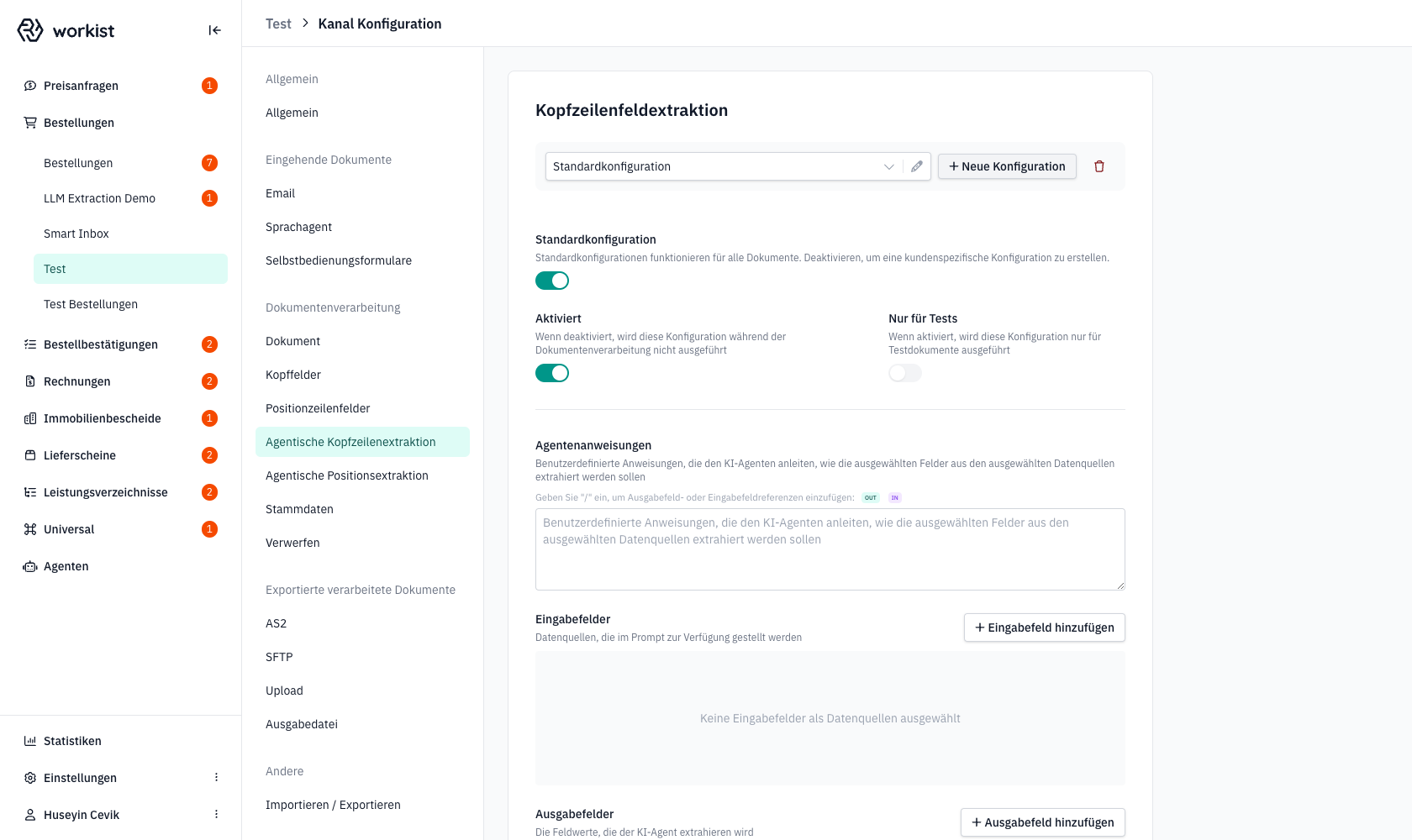 Bearbeitungsformular nach Klick auf „Neue Konfiguration"