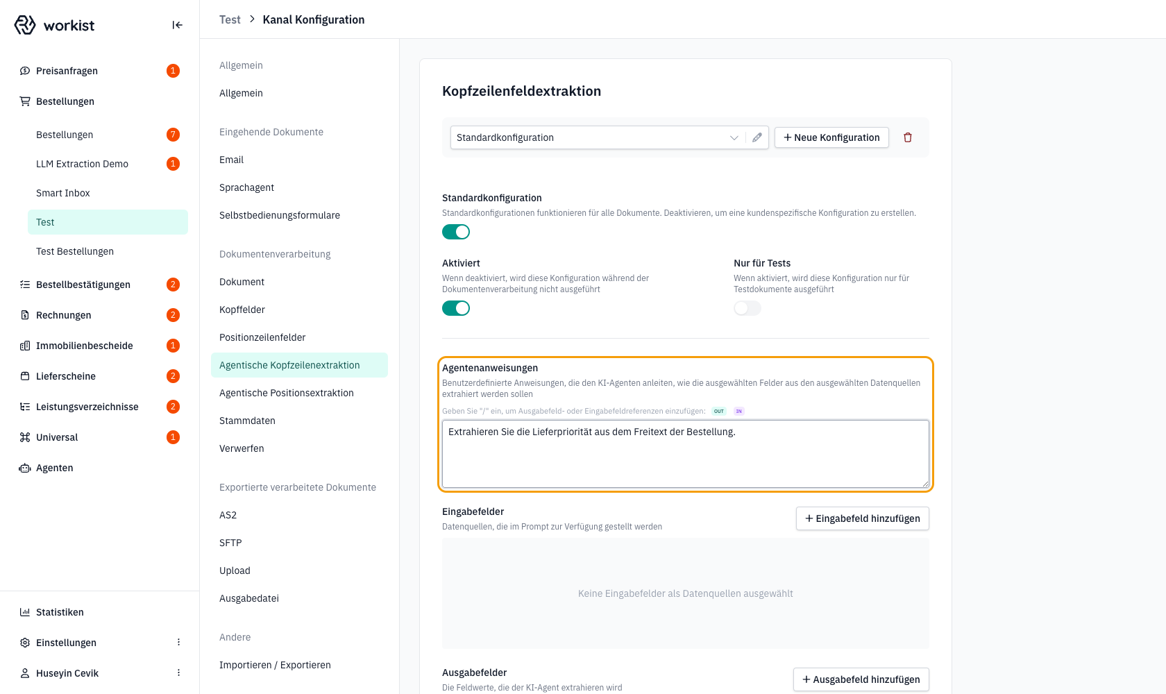 Agentenanweisungen mit Beispielprompt