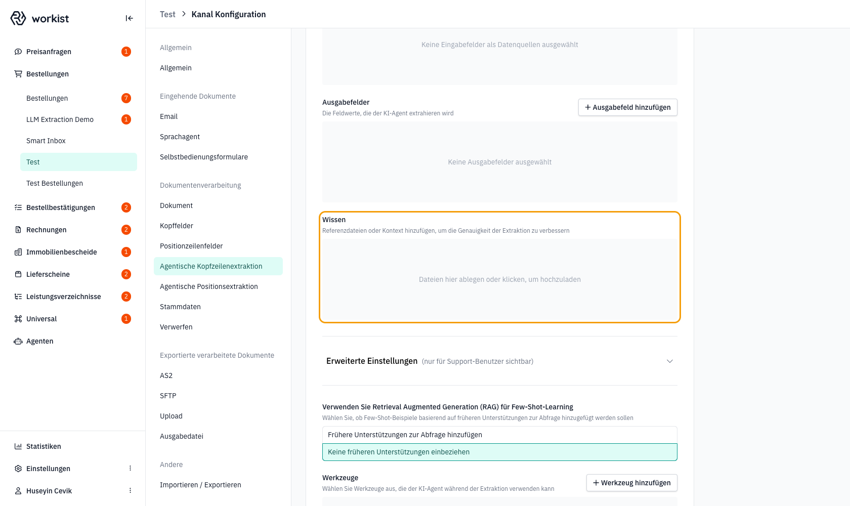Wissens-Drop-Zone für Referenzdateien